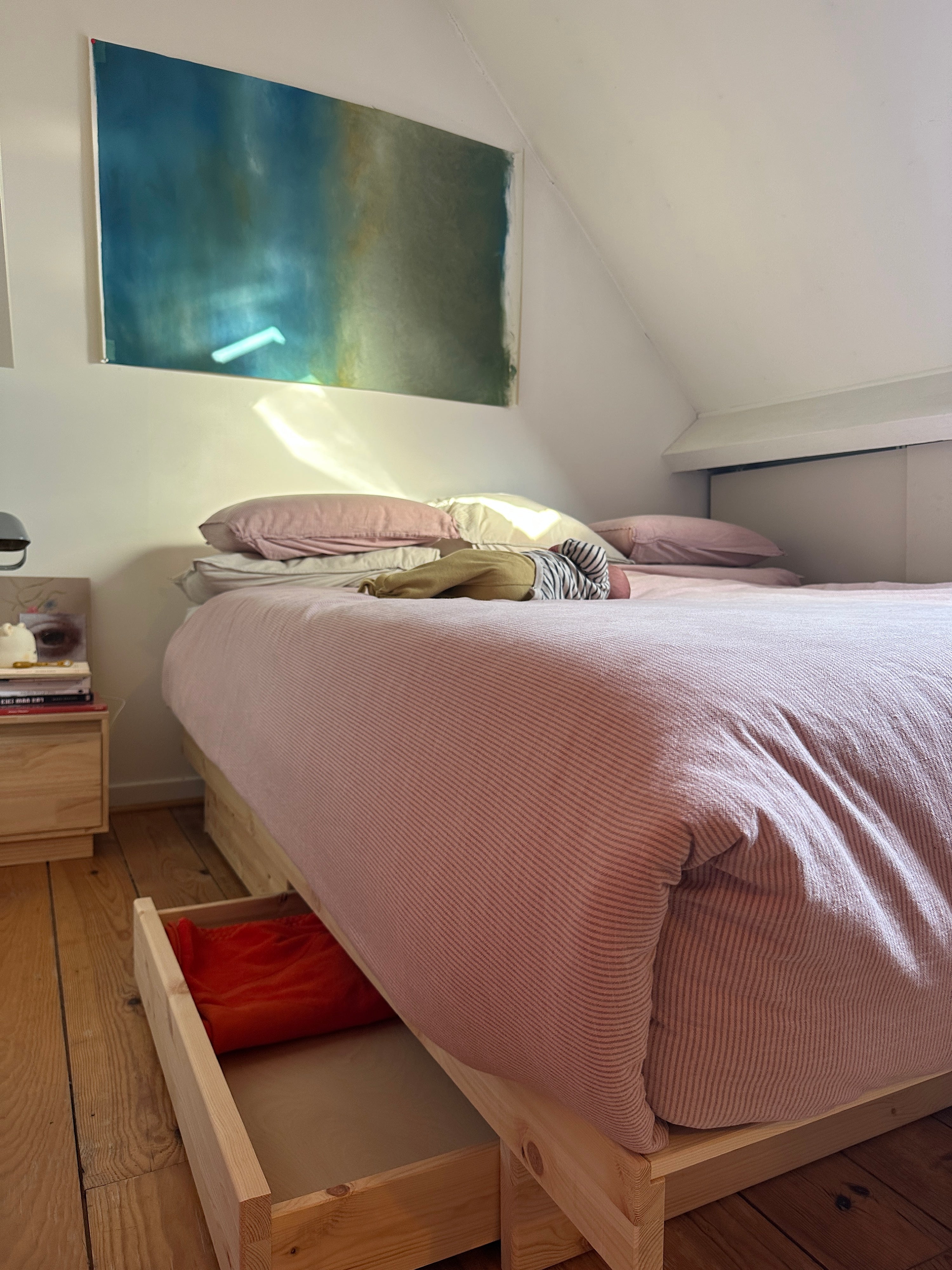 KANSO BED RAW 140 X 200 W. 2 PCS BED ROLLERS RAW