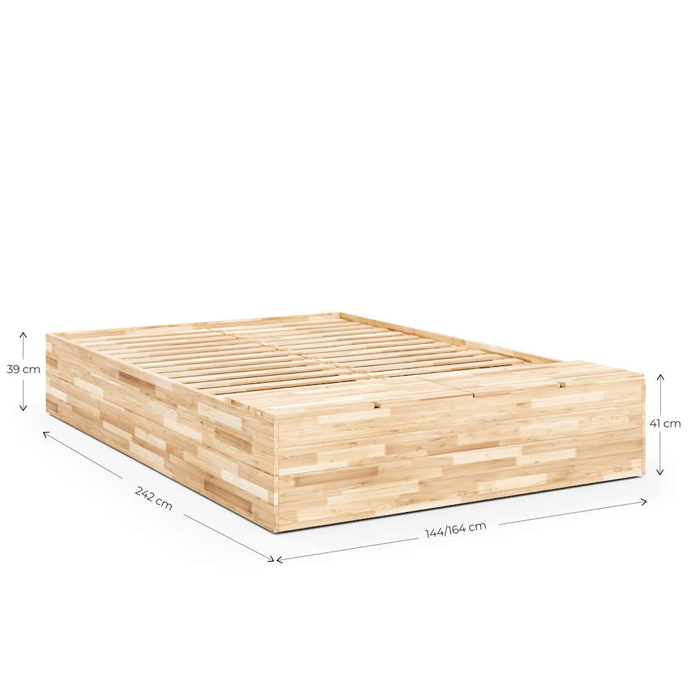 BASEMENT BED CLEAR LACQUERED 140 X 200